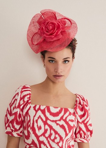 Phase Eight Pink Flower Pillbox Fascinator Hats Red USA | 7496053-QG